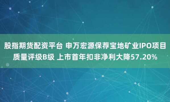 股指期货配资平台 申万宏源保荐宝地矿业IPO项目质量评级B级 上市首年扣非净利大降57.20%